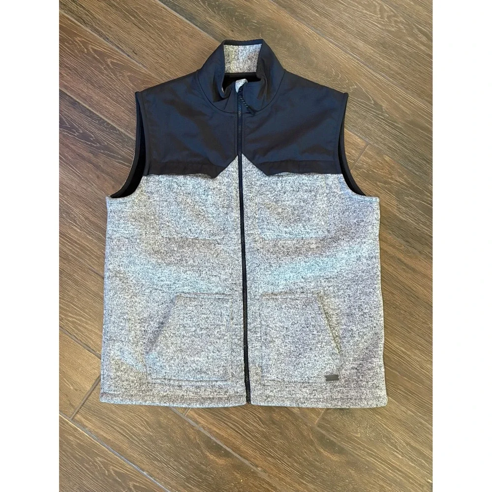 Ascend Black Gray Vest Full Zip‎ Sleeveless Fleece Lined Outdoor Western Hiking